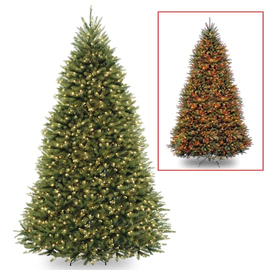 9 ft. Pre-Lit Dunhill&#xAE; Fir Hinged Full Artificial Christmas Tree, LV Dual Color LED Lights